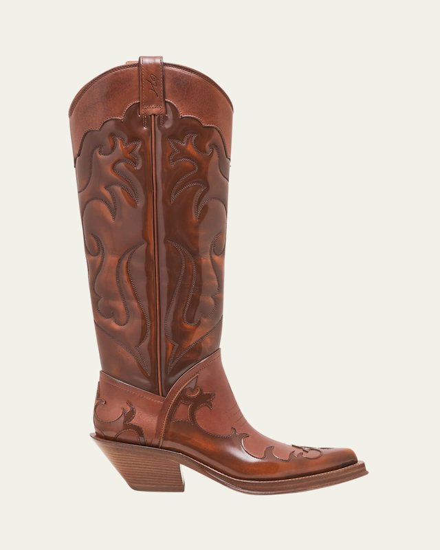 Capitana Tall Bicolor Leather Cowboy Boots